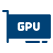 Icon of a GPU with the word GPU on it, symbolizing specialized hardware training for graphics and compute-intensive applications