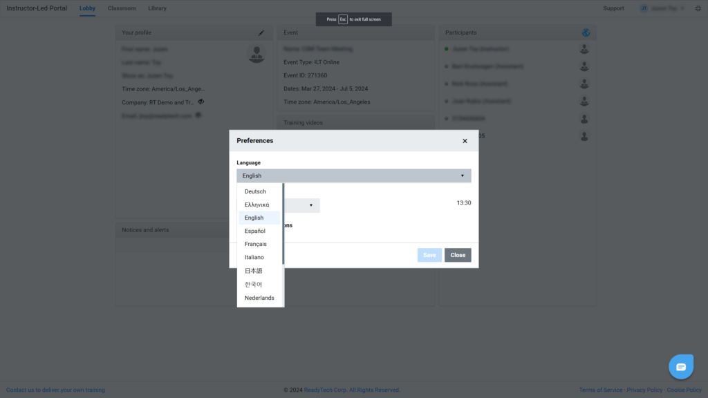Support for multiple languages
